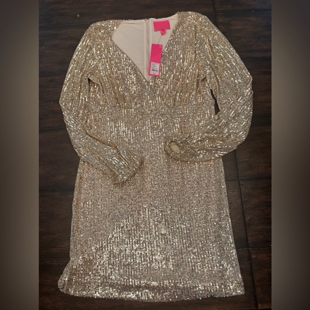 Lilly Pulitzer- Reagan long sleeve sequin dress. NWT. Size 12